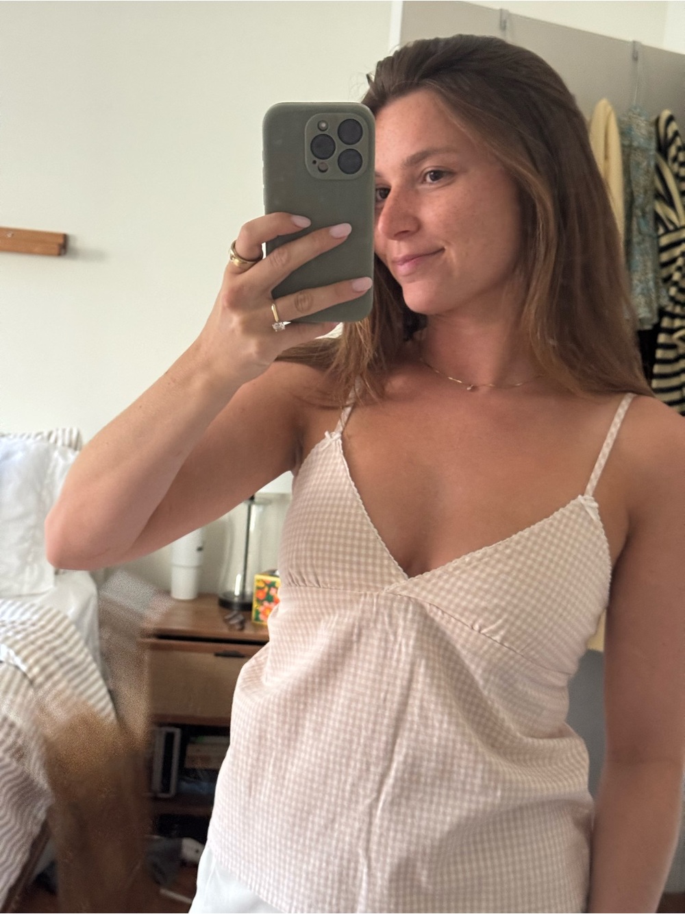 Brandy Melville light pink gingham camisole
